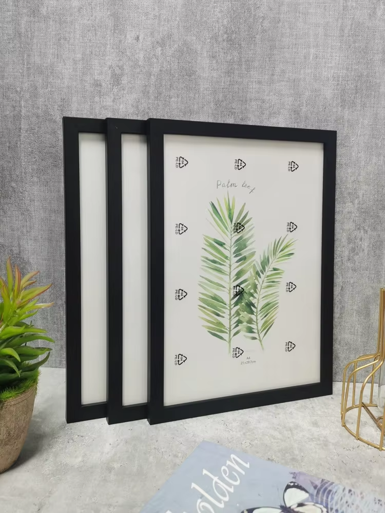 3pcs Black White Apricot A4 A3 Solid Wood Photo Frame Mounted