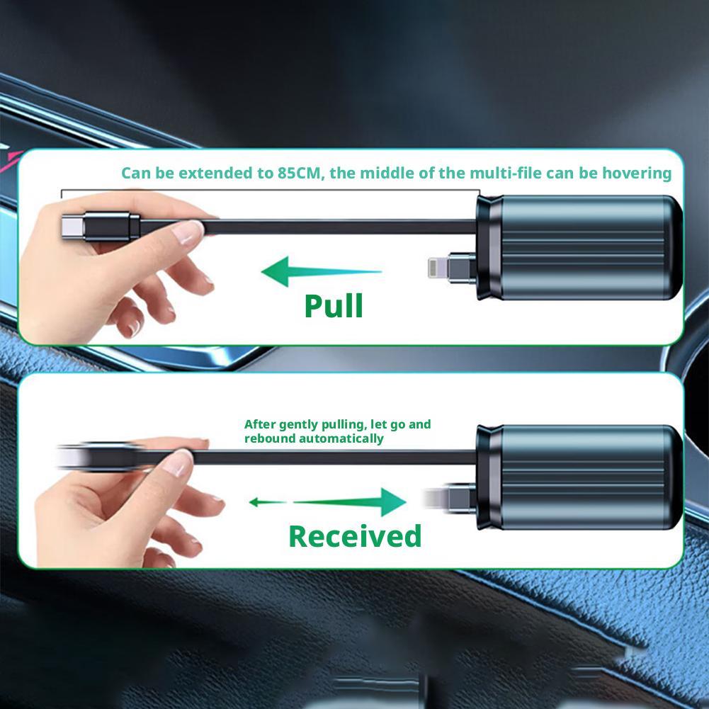 4 in 1 Retractable Car Charger with Starlight Roof Light